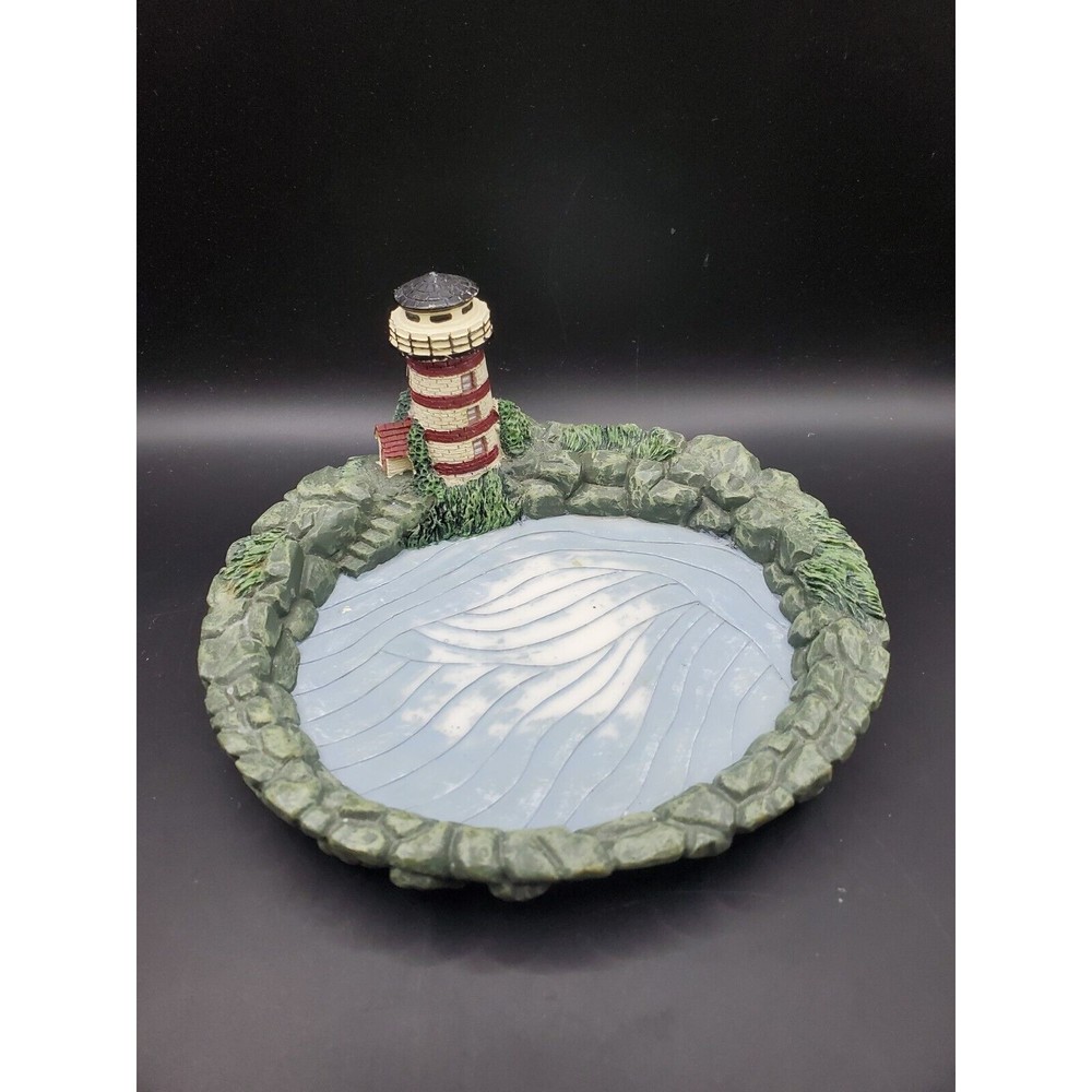 Vtg Lighthouse Overlooking Water Trinket Dish Key Tray Ashtray Made In China